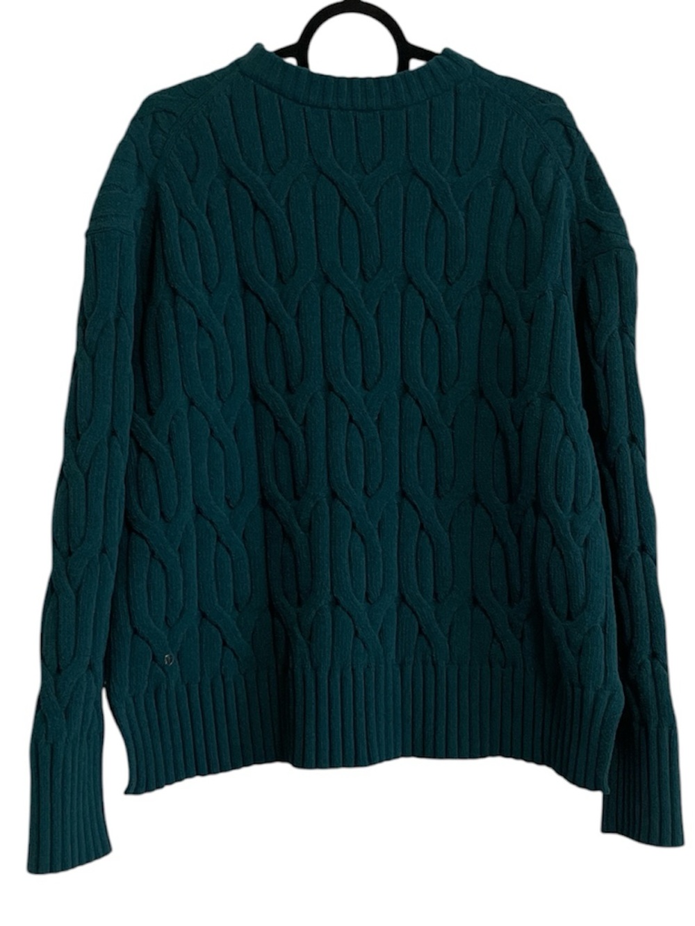 Lululemon Cable-Knit Oversized Crewneck Sweater Storm Teal Size Medium - Picture 7 of 8